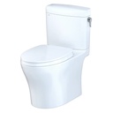 TOTO MS436124CEMFGN#01 Aquia IV Cube Two-Piece Elongated Dual Flush 1.28 and 0.9 GPF Universal Height Toilet with CEFIONTECT WASHLET+ Ready Cotton White MS436124CEMFGN#01