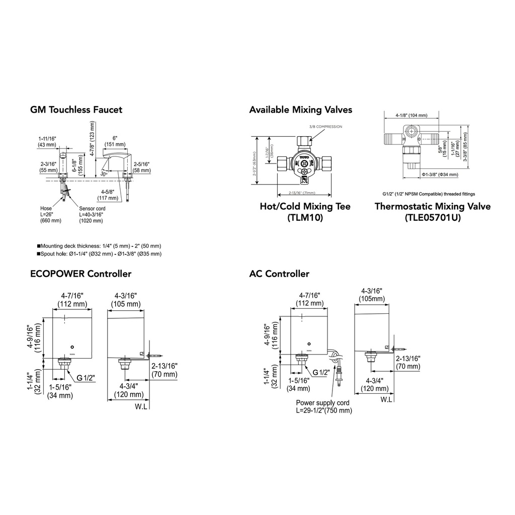 TOTO T22S53ET#CP Touchless Gm W/Thermoecopower 0.5Gpm C20