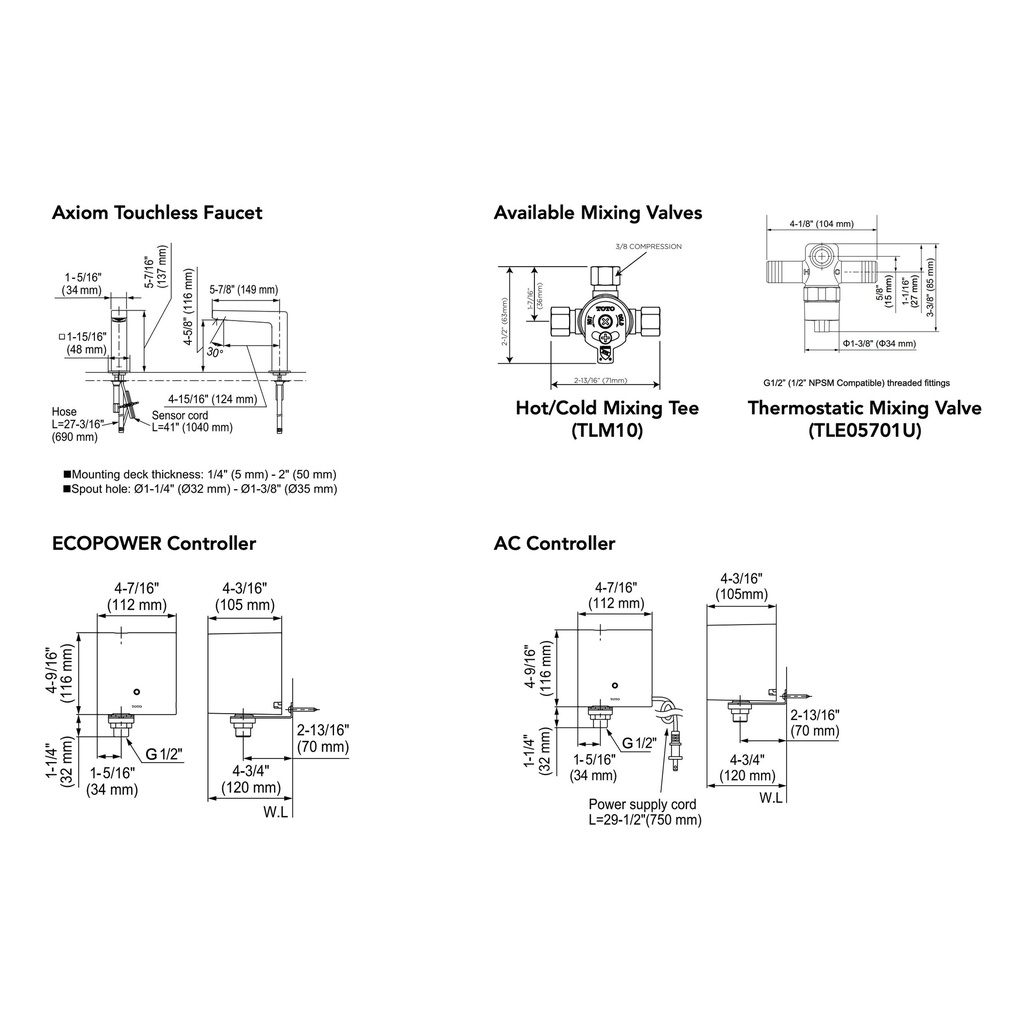 TOTO T25S32E#CP Touchless Axiomecopower 0.35Gpm D20