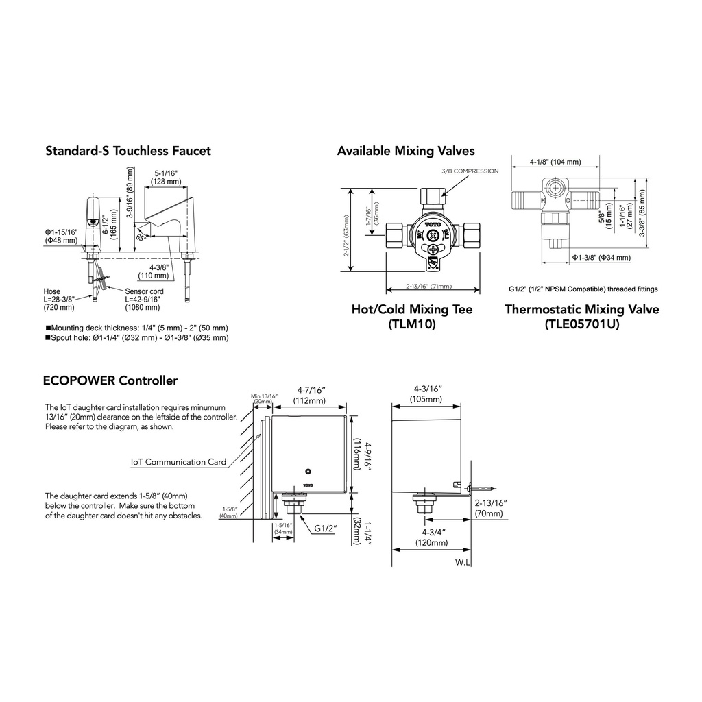 TOTO T27S53AT#CP Touchless Std-S W/Thermoac 0.5Gpm C20