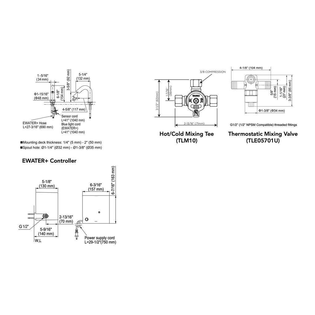 TOTO T28S51ST#CP Touchless Std-R Ewater+/Thermoac 0.5Gpm D10