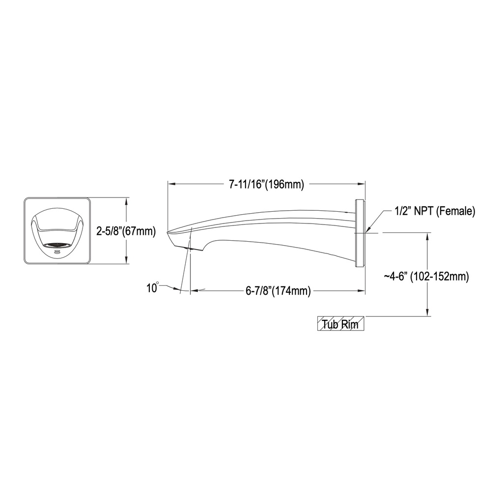 TOTO TBG09001U#CP Tub Spout-Gm