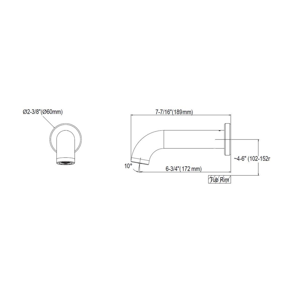 TOTO TBG11001U#CP Bathroom Wall Mount Tub Spout Polished Chrome