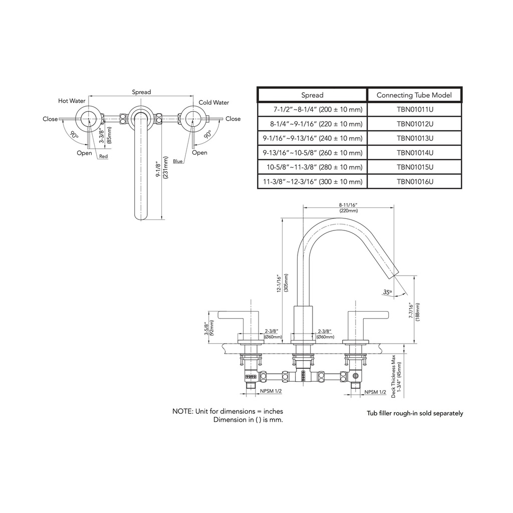 TOTO TBG11201UA#MBL Trim Roman Tub Filler Gf (3H)