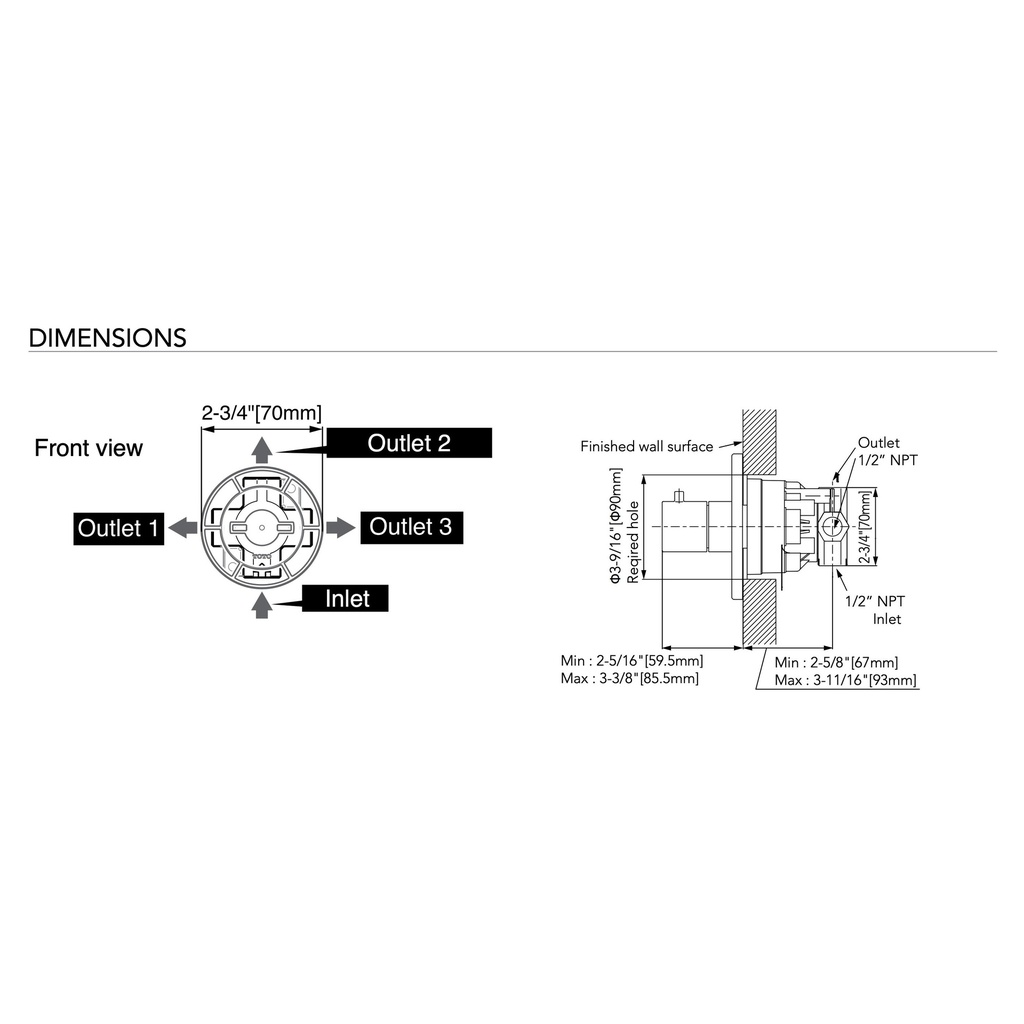 TOTO TBN01101U#MBL 3Way Div Valve W/Off G