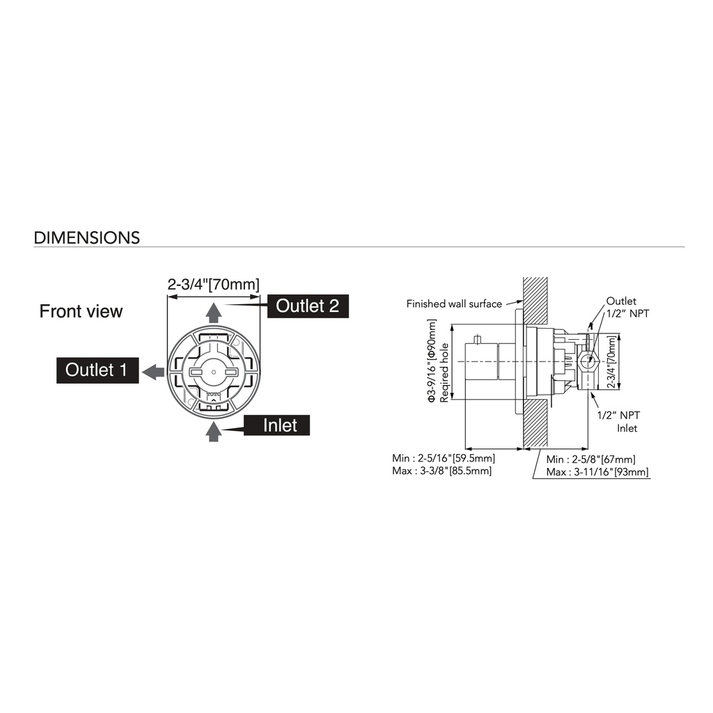 TOTO TBN01102U#BN 2Way Div Valve W/O Off,G Brushed Nickel