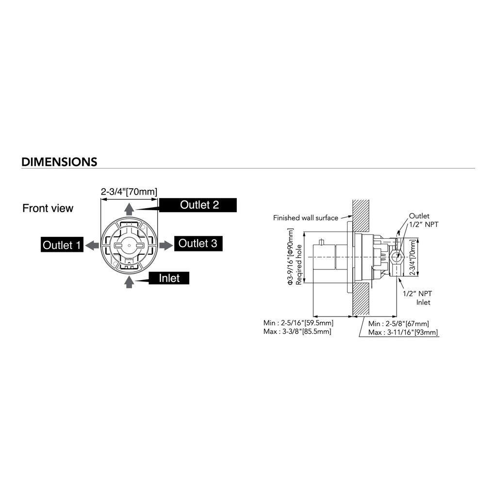 TOTO TBN01103U#PN 3Way Div Valve W/O Off,G Polished Nickel