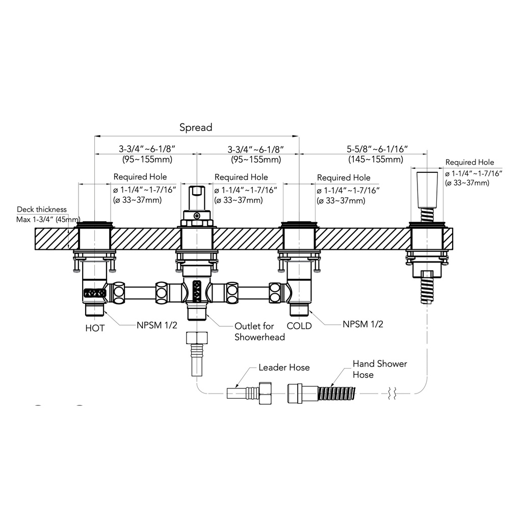 TOTO TBN02203U#BN Valve,Tub Filler(4H) Brushed Nickel,Ge,Gm,Gb,Gf