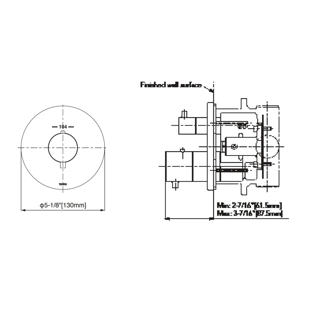 TOTO TBV01406U#CP Thermo Valve,G,Round Chrome Plated