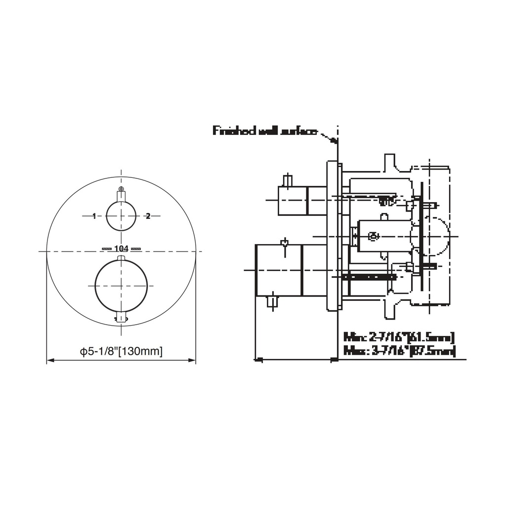 TOTO TBV01408U#MBL Thermo 2Way Div Valve G Round