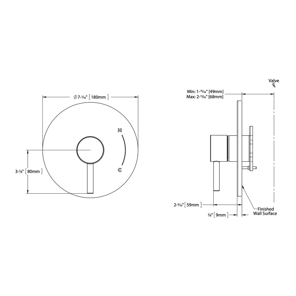 TOTO TBV01801U#MBL Pb Valve Trim Round