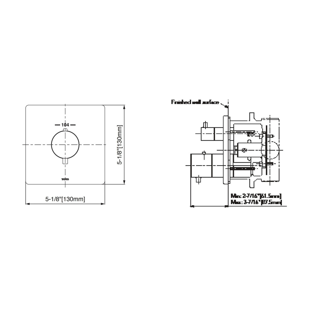 TOTO TBV02401U#PN Thermo Valve,G,Square Polished Nickel