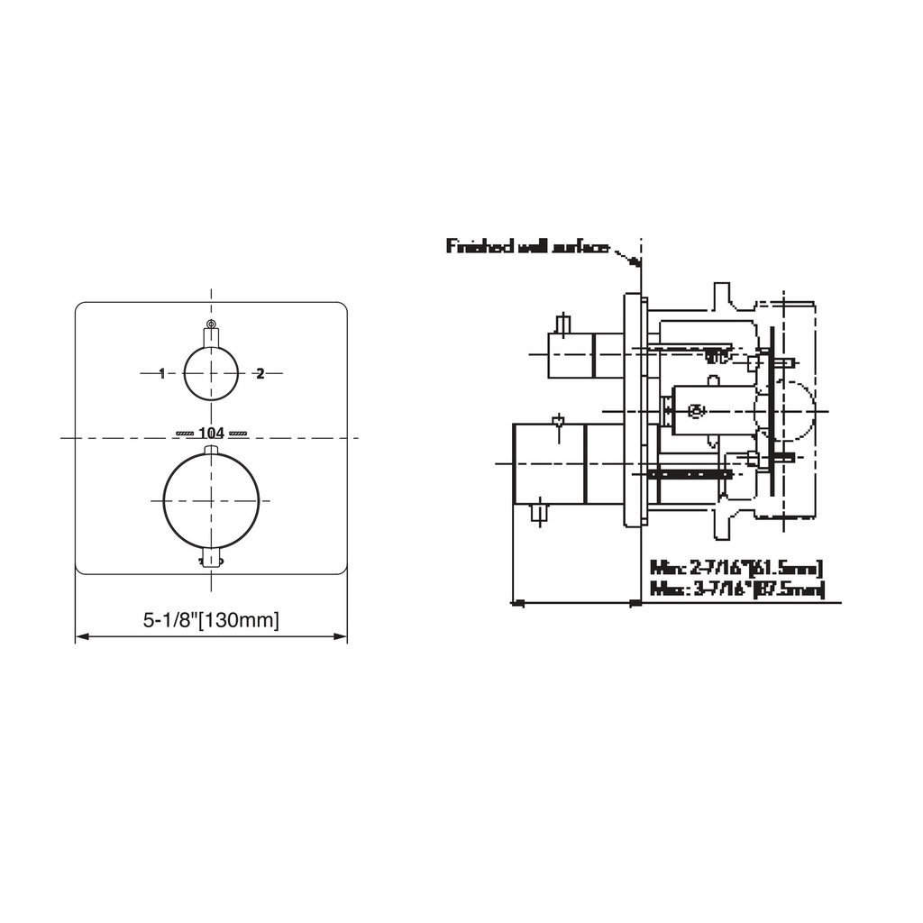 TOTO TBV02404U#MBL Thermo 2Way Div Valve G Square