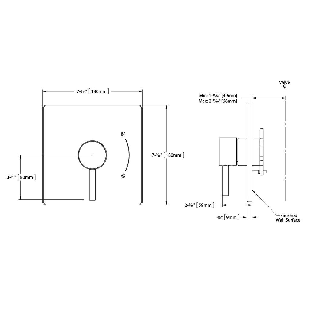 TOTO TBV02801U#BN Pb Valve Trim - Square