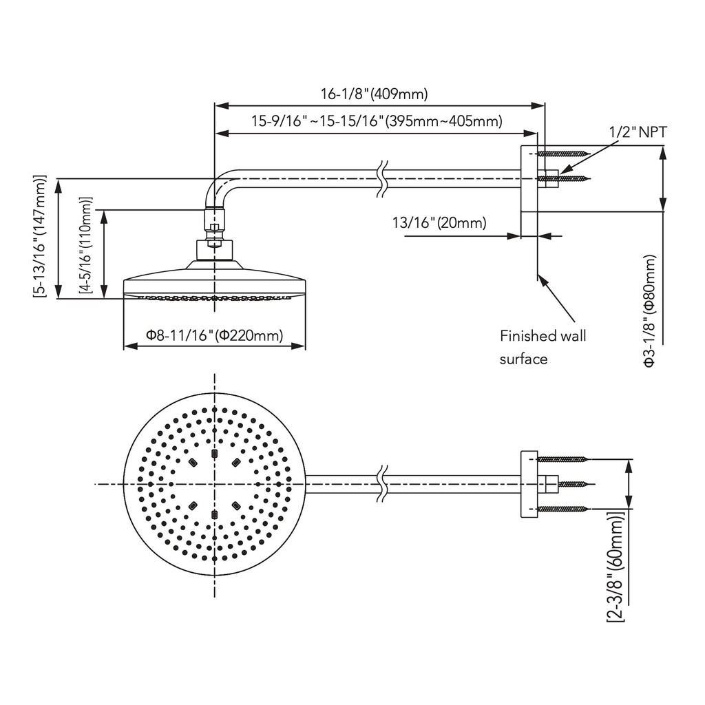 TOTO TBW01003U1#MBL Sh 8.5" 1 Mode 2.5Gpm G Round