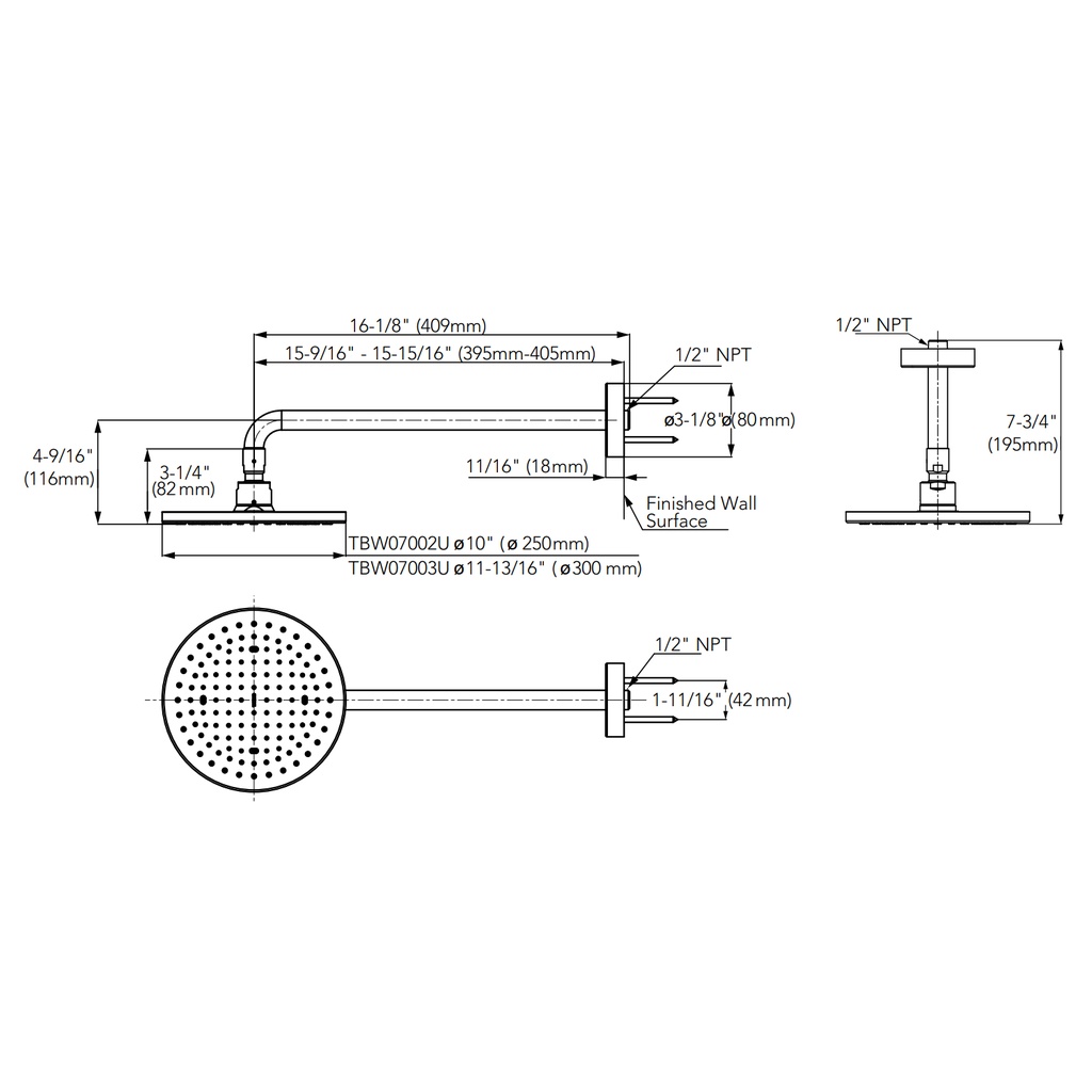 TOTO TBW07002U1#MBL Rain Shower Round 10" 2.5Gpm