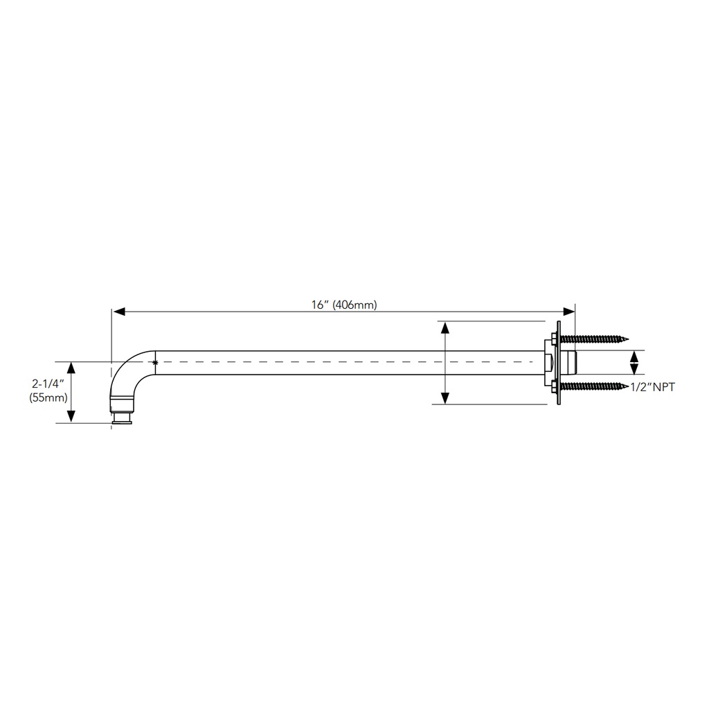 TOTO TBW07025U#PN Rain Shower Arm(Wall-Mnt), 16"