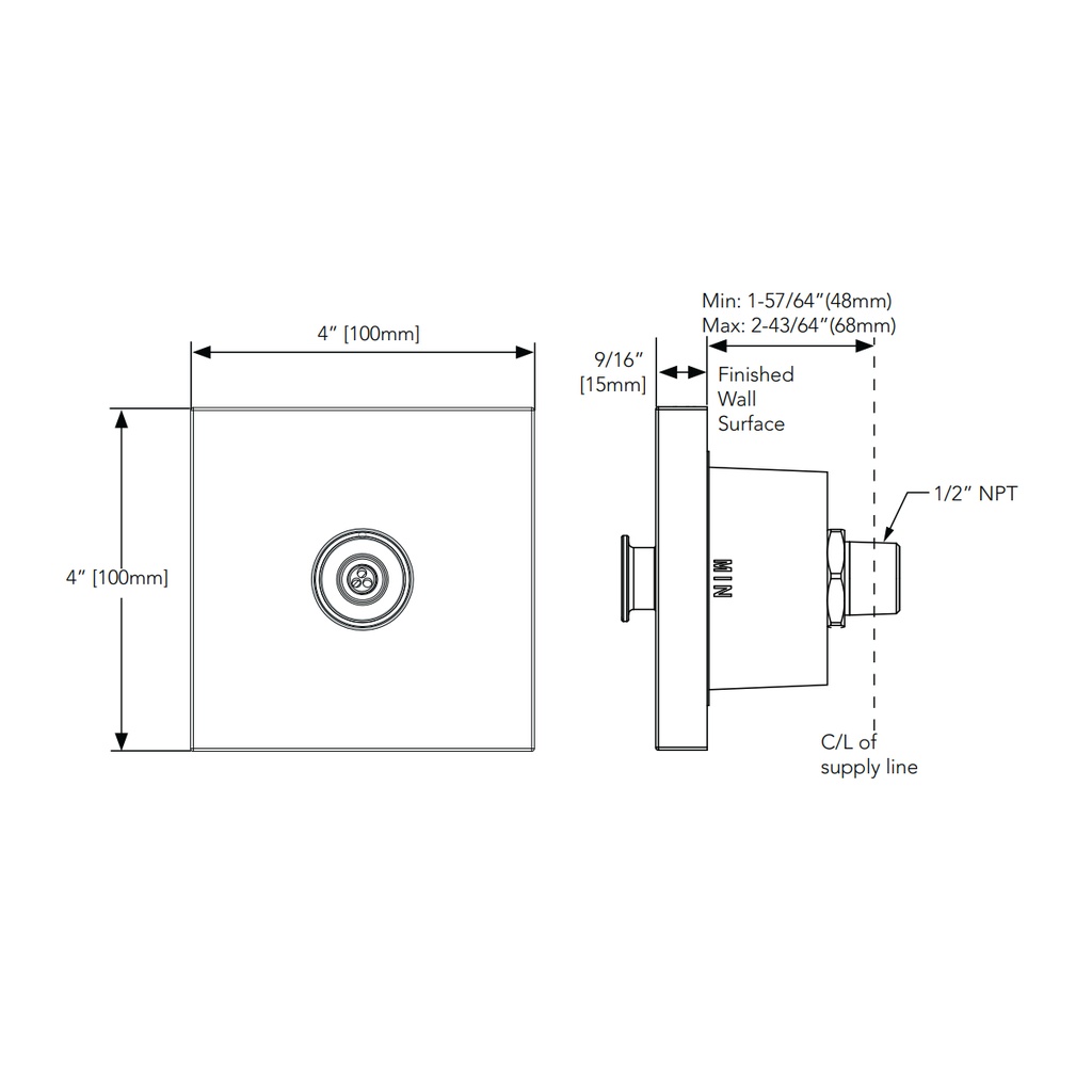 TOTO TBW08008U#CP Gyrostream Square Body Spray Polished Chrome