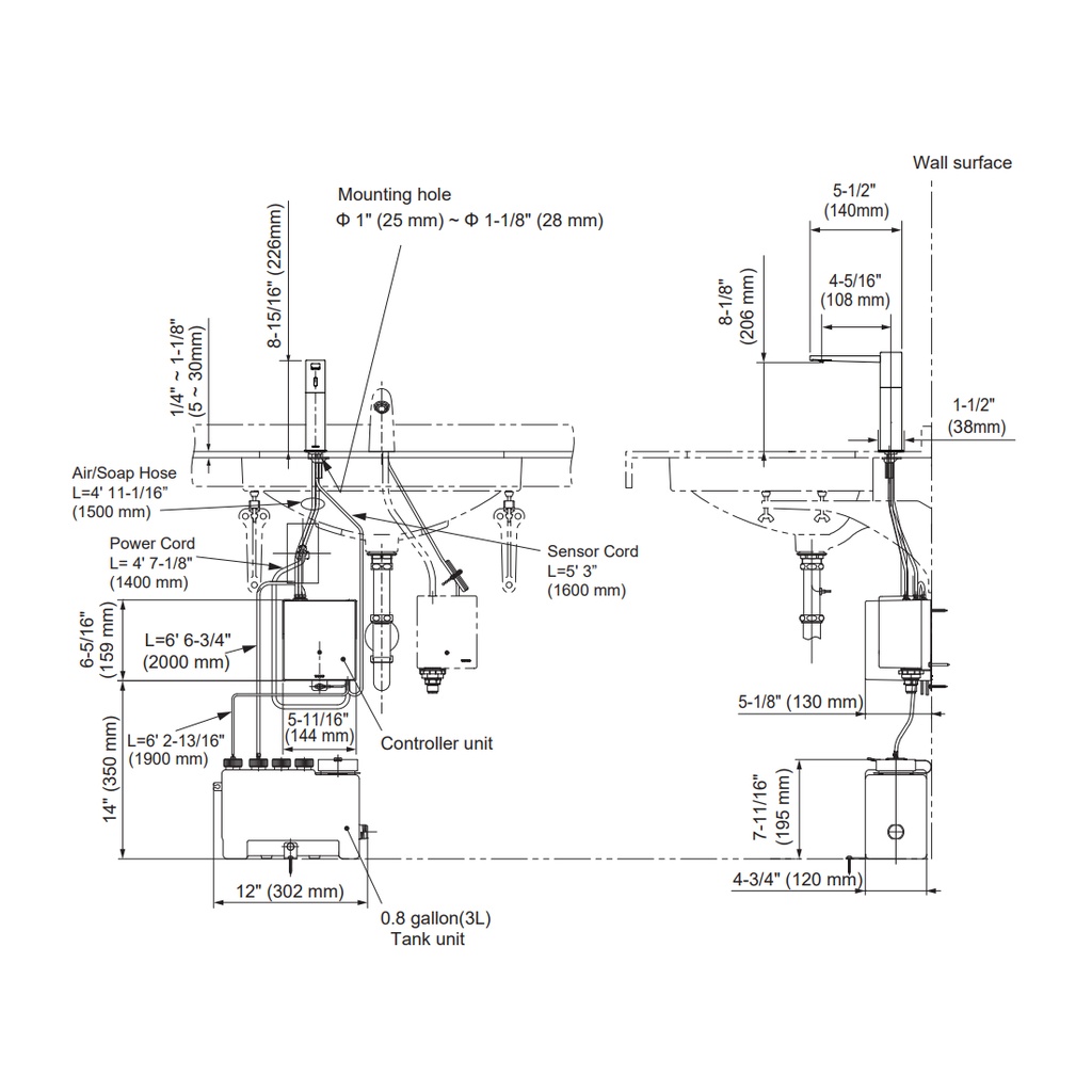TOTO TES204AGI4#CP Iot Asd Kit W/2Spouts Square L