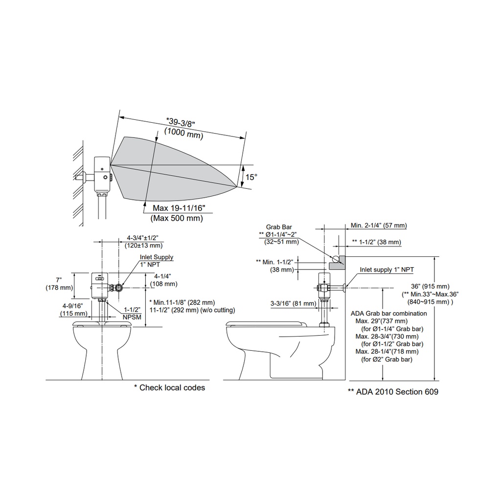 TOTO TET1UBI4#CP Iot Efv Exposed Toilet 1.0G