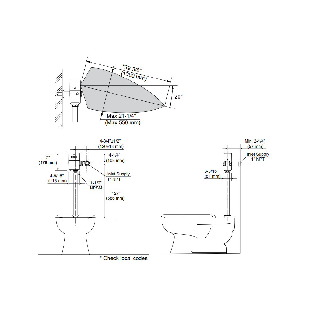 TOTO TET6GB32#CP Ecoefv Exposed Toilet 1.6G