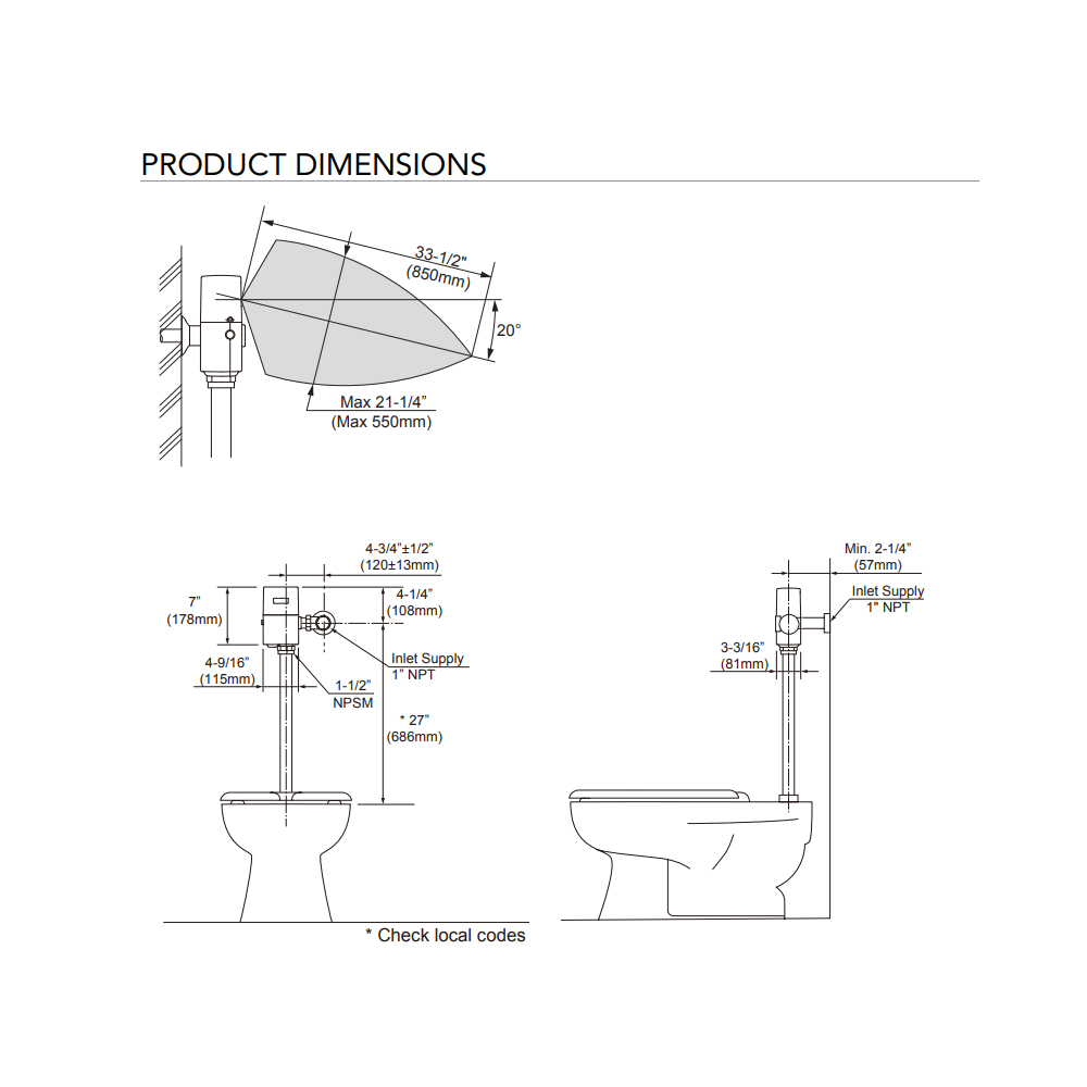 TOTO TET6UAR#CP Efv Exposed Toilet 1.0 Gpf For Long Vb