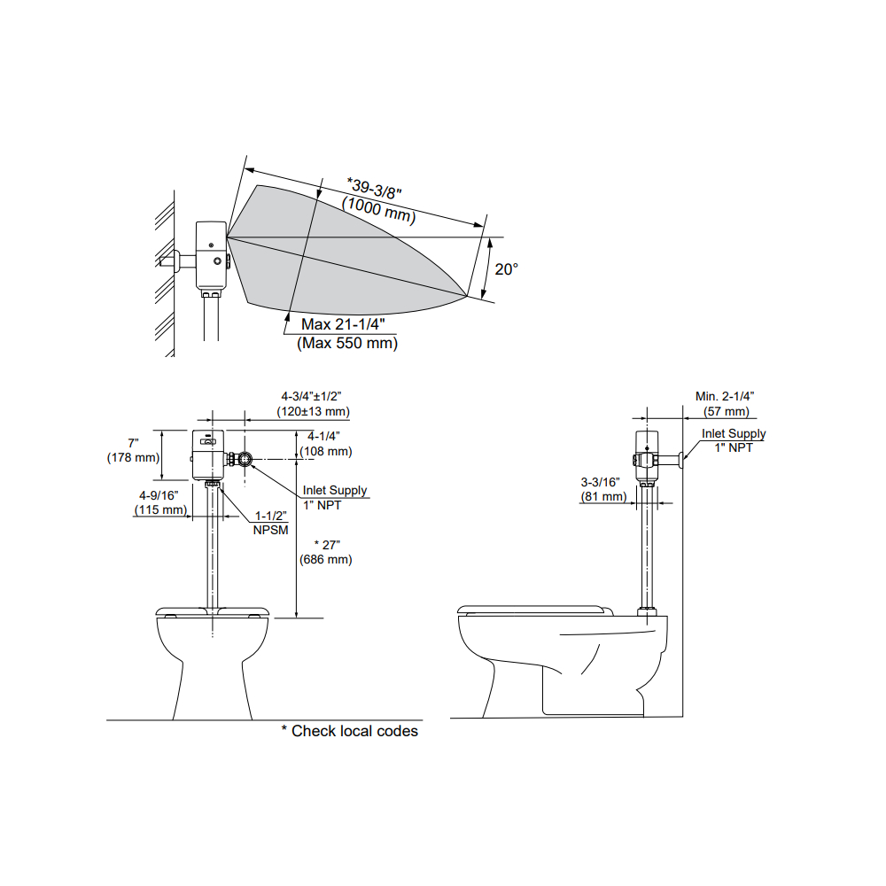 TOTO TET6UBIA32#CP Iot Efv Exposed Toilet 1.0G