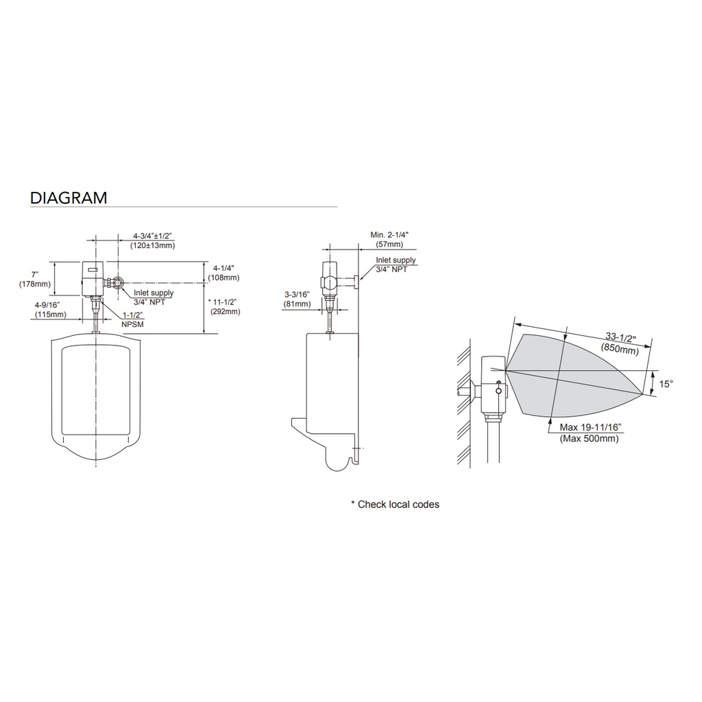TOTO TEU1UAI4#CP Iot Efv Exposed Urinal 0.125G