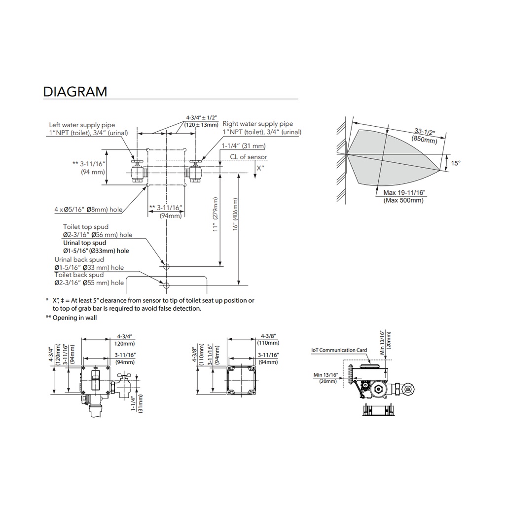 TOTO TEU3UAIA11#SS Iot Efv Concealed Urinal 0.125