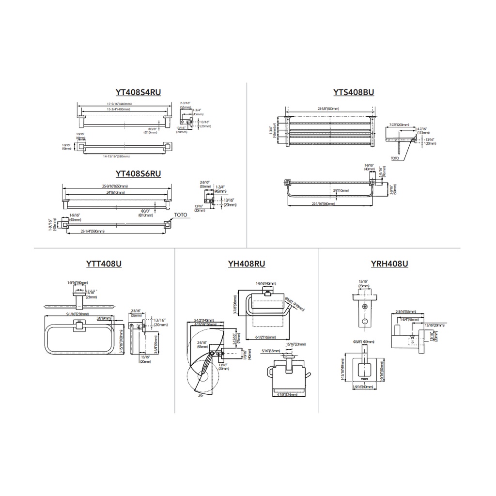 TOTO YRH408U#CP Robe Hook, Series L(Square) Chrome