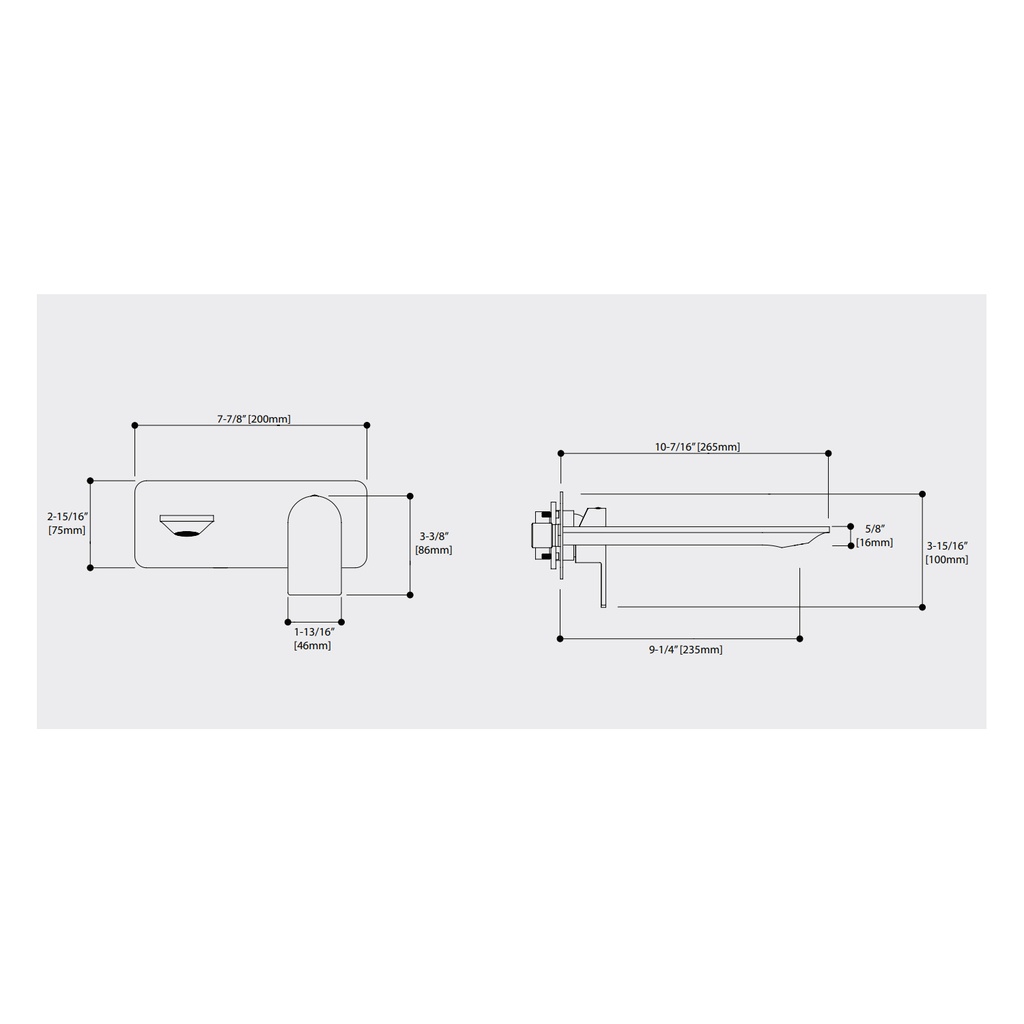 Aquabrass 92N29 Alpha Wallmount Lav Faucet Trim Only Chrome