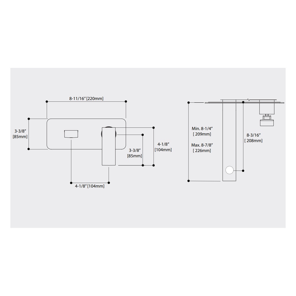 Aquabrass 19N29 Chicane Wallmount Lav. Faucet Trim Only