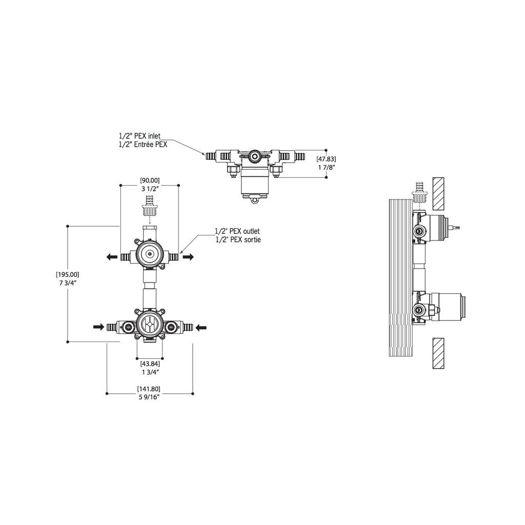 ALT 90800 Uniplex Pressure Balance Valve With Diverter PEX 2