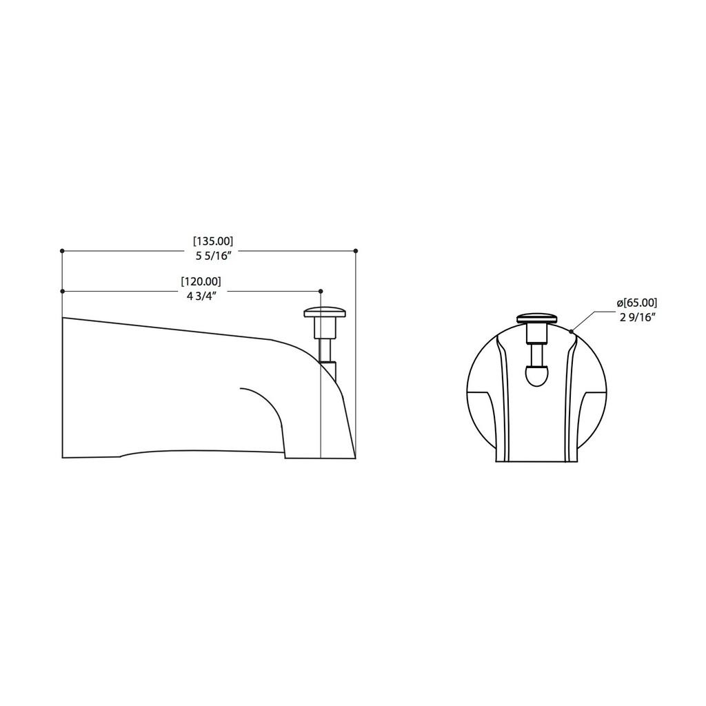 ALT 90760 Round Tub Spout With Diverter Chrome 2