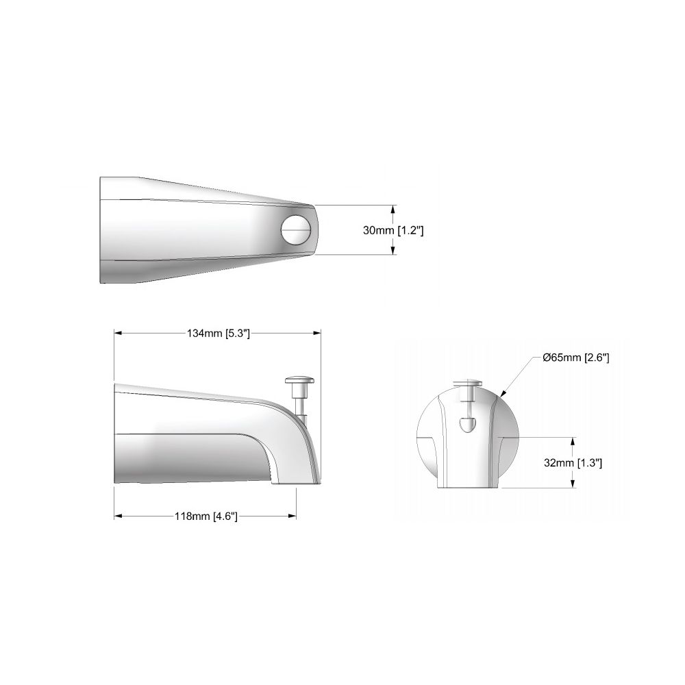 Aquabrass 10332 Tub Spouts 5 1/4 Round Tub Spout With Diverter Polished Chrome 2
