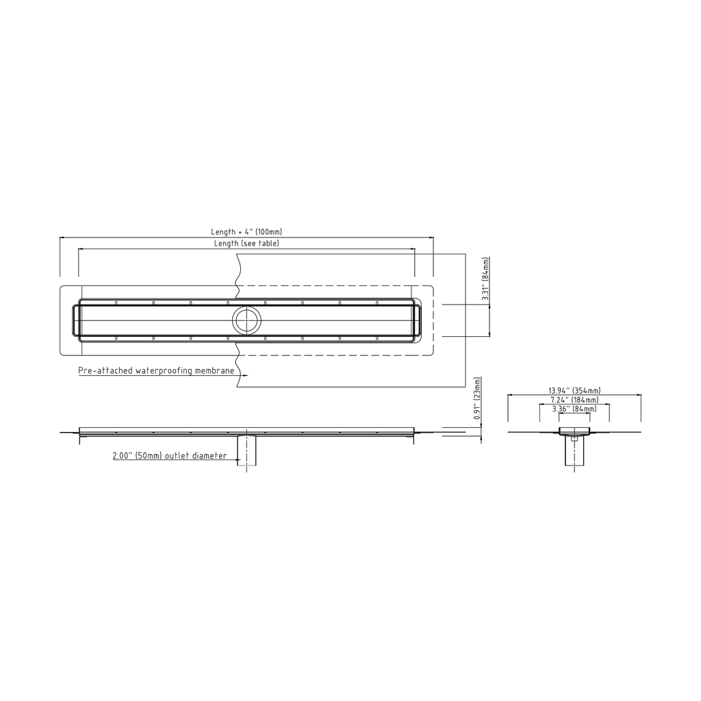 ACO 9010.72.94 Flange Edge Shower Channel Stainless Steel Body 39.37 With Membrane 2