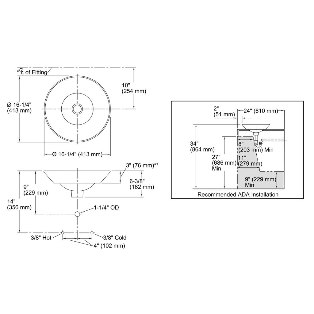 Kohler 2200-0 Conical Bell Vessel Or Wall-Mount Bathroom Sink 2