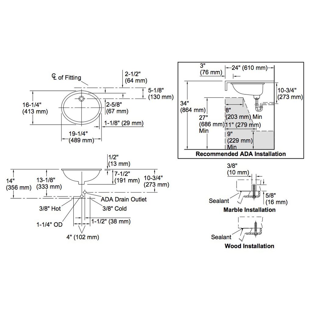 Kohler 2210-G-0 Caxton Oval 17 X 14 Under-Mount Bathroom Sink With Glazed Underside And Clamp Assembly 2