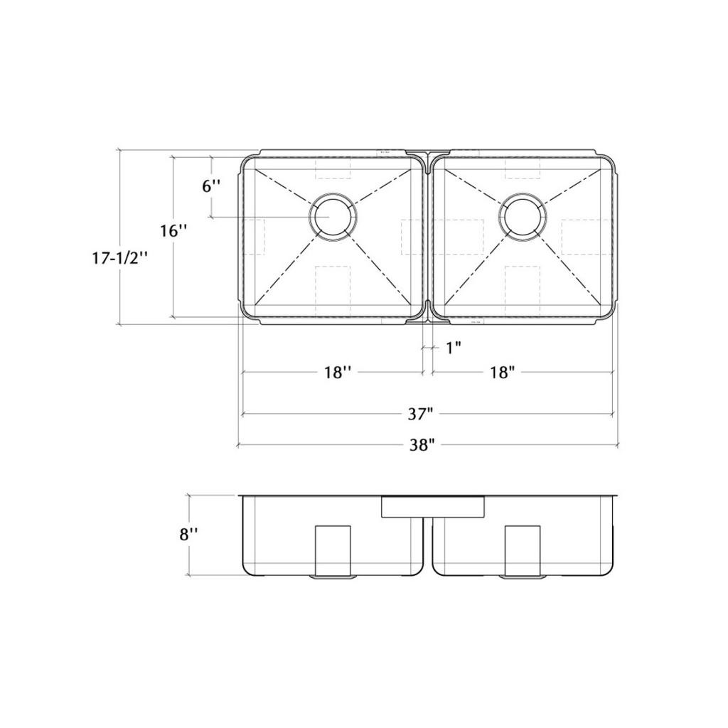 Julien 003283 Classic Sink Undermount Double L18X16X8 R18X16X8 2