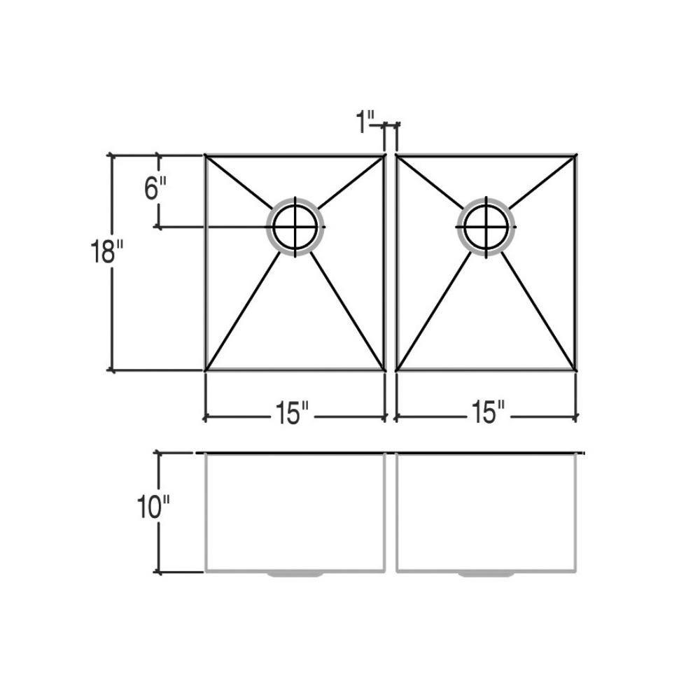 Julien 003232 Classic Sink Undermount Double L15X18X10 R15X18X10 2