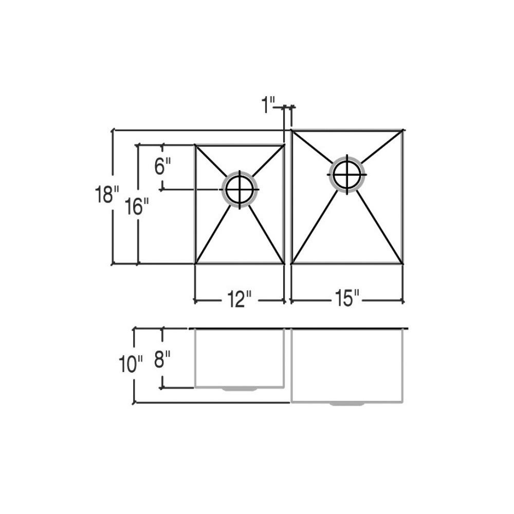 Julien 003984 J7 Sink Undermount Double L12X16X8 R15X18X10 2