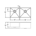 Julien 003654 Urbanedge Sink Undermount Double L15X16X8 R18X16X10 2