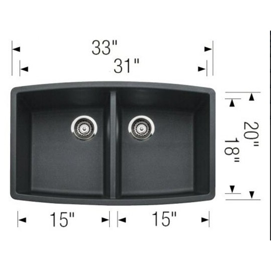 Blanco 401189 Performa U 2 Double Undermount Kitchen Sink 3