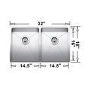 Blanco 401519 Quatrus R15 U 2 Stainless Steel Double Kitchen Sink 3