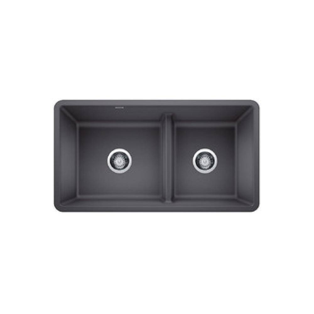 Blanco 402067 Precis U 1 3/4 Low Divide Double Sink Cinder 1