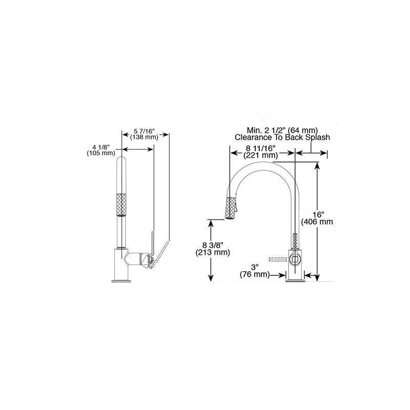 Brizo 63044LF Litze Pull Down Arc Spout Faucet Luxe Gold Matte Black 2