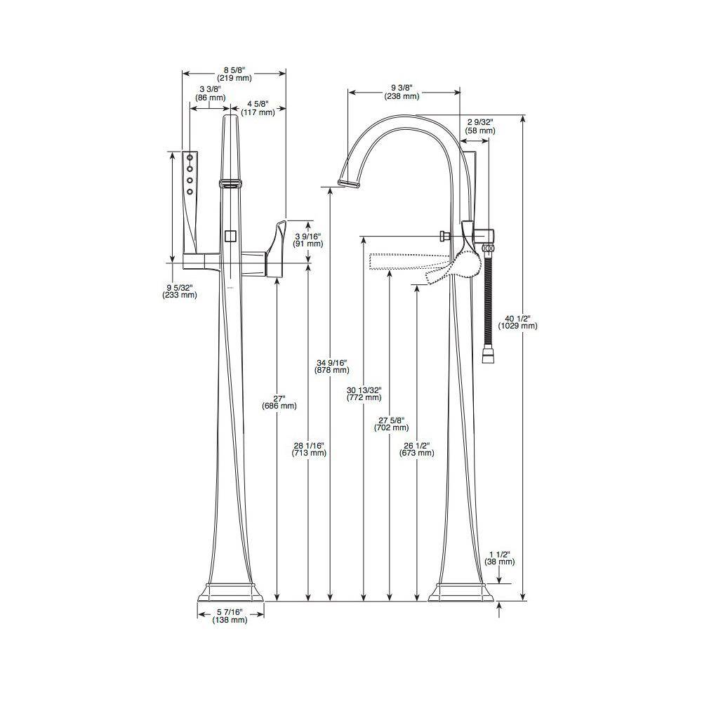 Brizo T70130 Virage Single Handle Freestanding Tub Filler Luxe Gold 2