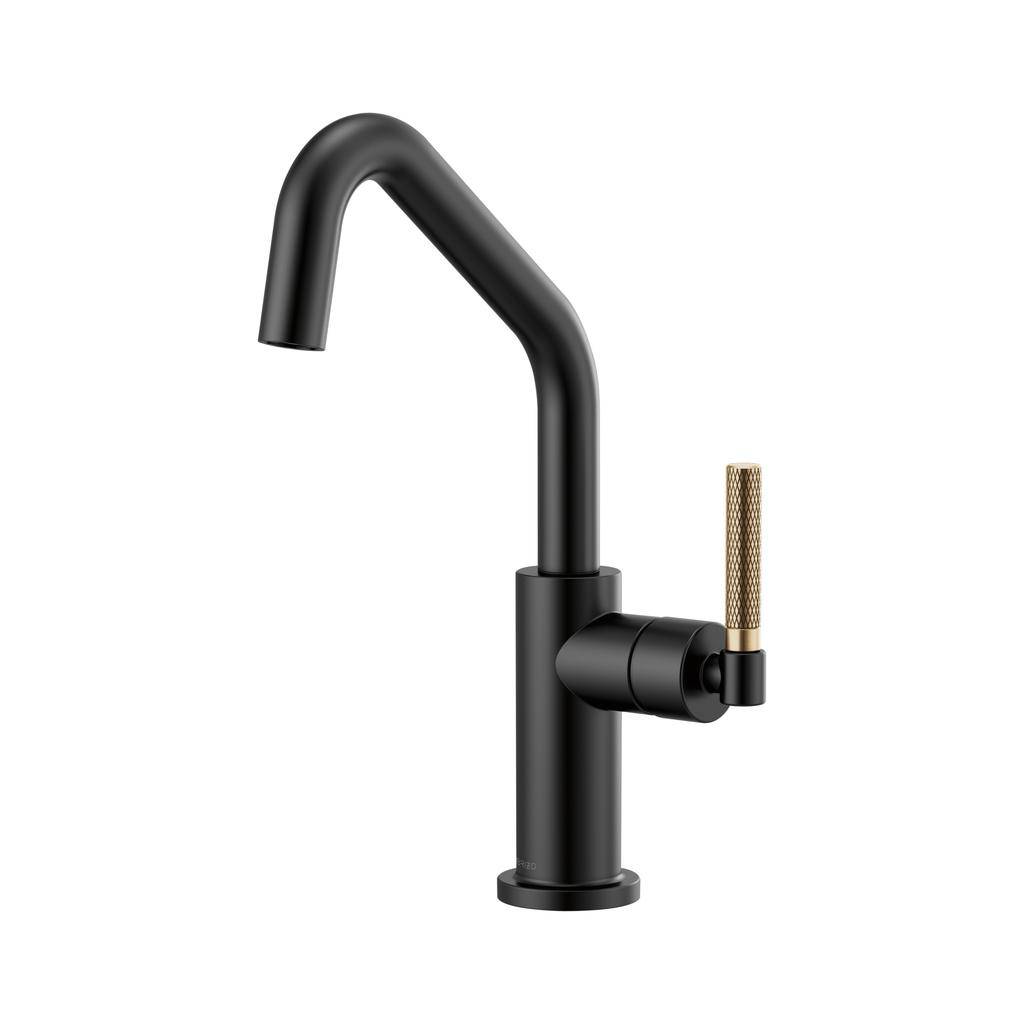 Brizo 61063LF Litze Angled Spout Knurled Handle Bar Faucet Matte Black Luxe Gold 1
