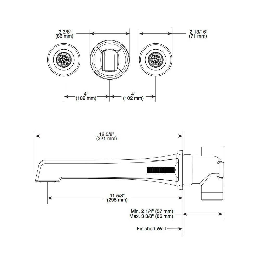 Brizo HL7098 Levoir Wall Mount Tub Filler Handle Kit Luxe Steel 2