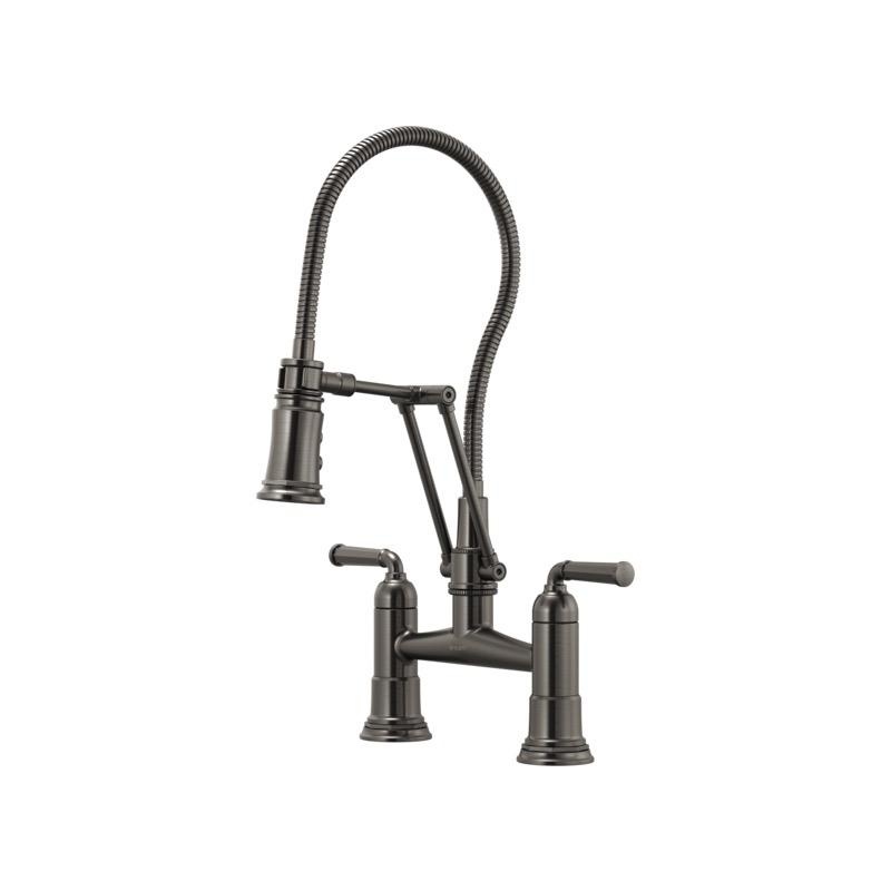 Brizo 62174LF Rook Bridge Faucet With Finished Hose Luxe Steel 1